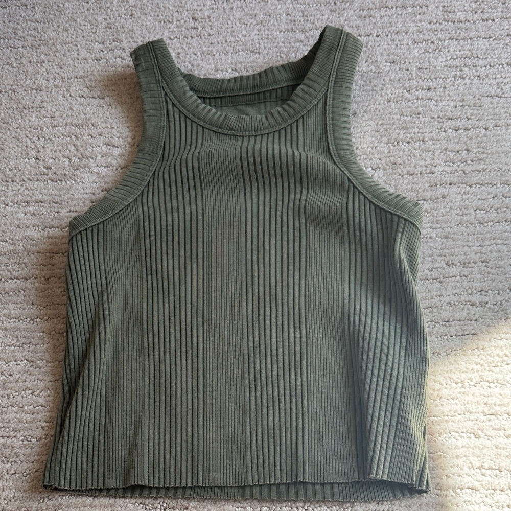 Aerie Sage Green Ribbed Tank Top